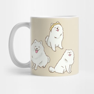 samoyed dogs smiling with tongue out stickers Mug